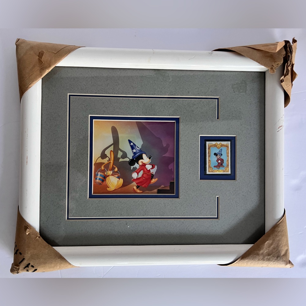 Matted Walt Disney ,Mickey Mouse Print With Stamp Fantasia.
